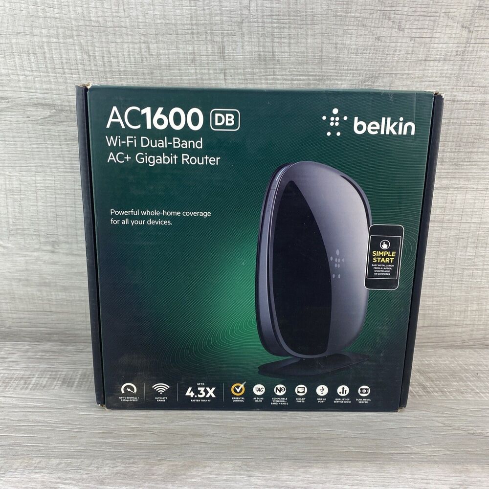 Belkin 1300 Mbps 4 Port 1000 Mbps Wireless Router (F9K1119) Gigabit AC+
